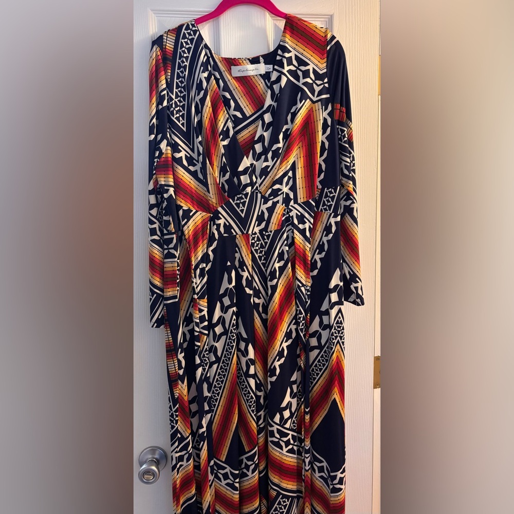 Multicolor Geometric Maxi Dress 2x